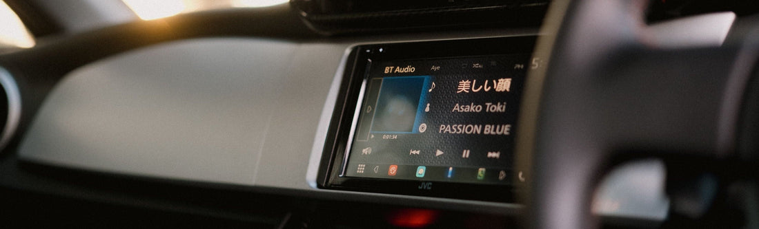 apple music on the carplay screen of car stereo