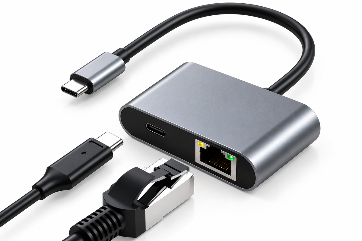 Adaptador Ethernet USB-C + PD para Starlink y CarPlay inalámbrico